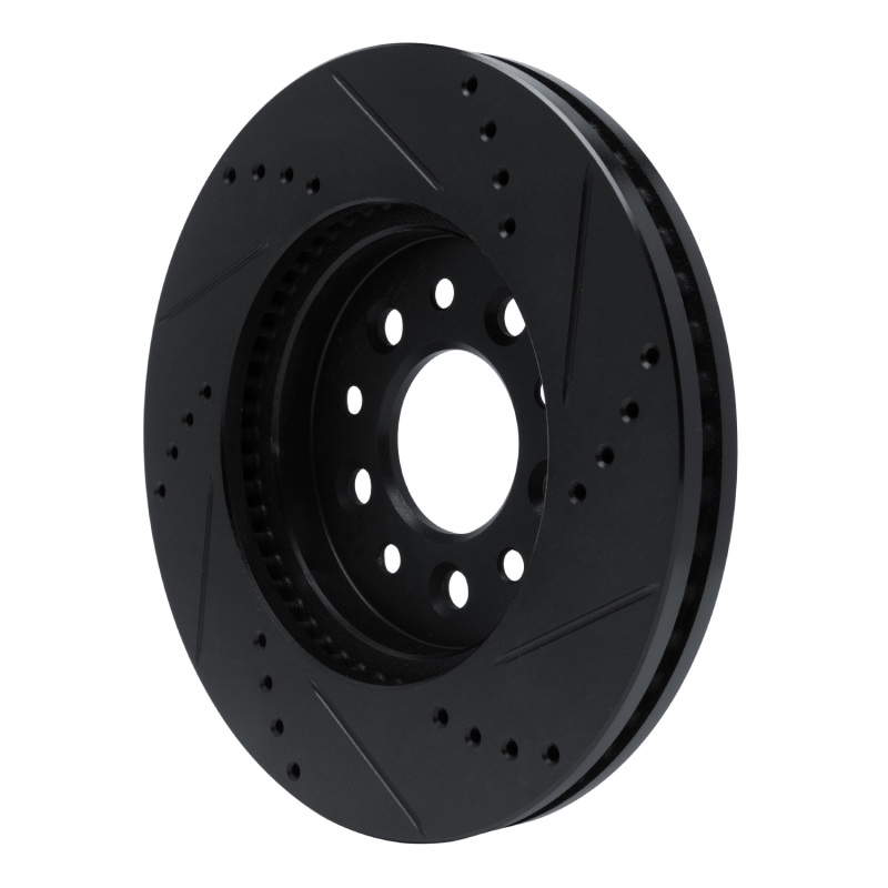 Ford Freestar Brake Rotor (1) - Front Left - R1 Concepts - Drilled & Slotted - Black - `04-`07